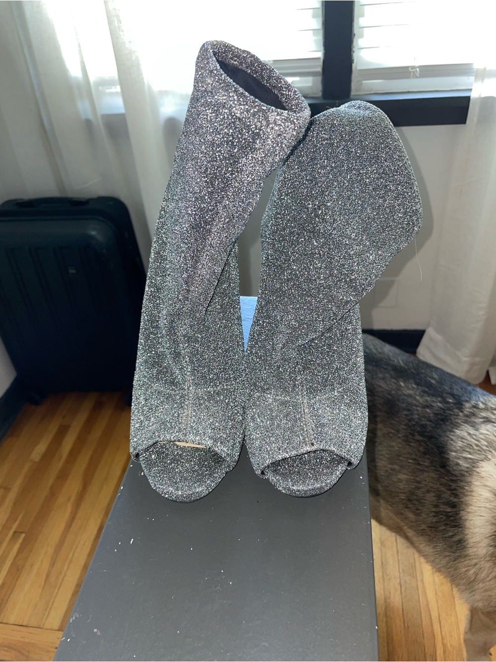 Jessica Simpson Glitter Peep-Toe Ankle Boots - Women's